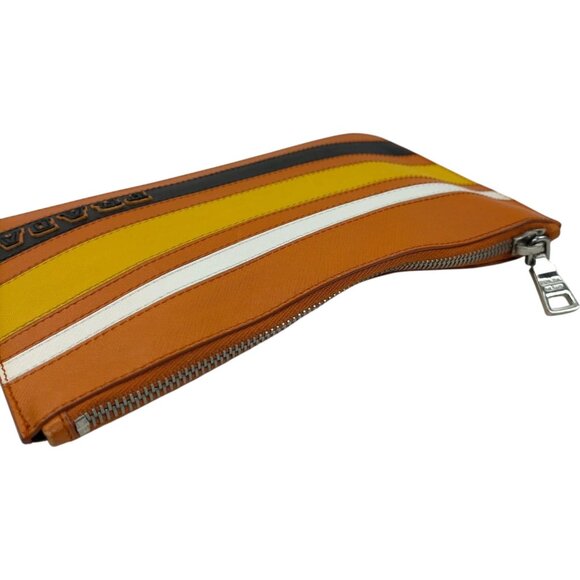 704214BV (L2) Prada Clutch Bag Orange Leather - Picture 3 of 9